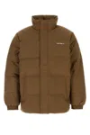 Carhartt Quilted High Collar Jacket With Front Pockets In Brown