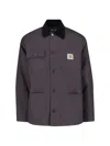 Carhartt Collared Neck Jacket With Long Sleeves And Pockets In Gray