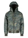Carhartt Hooded Camouflage Jacket With Ribbed Cuffs And Hem In Green