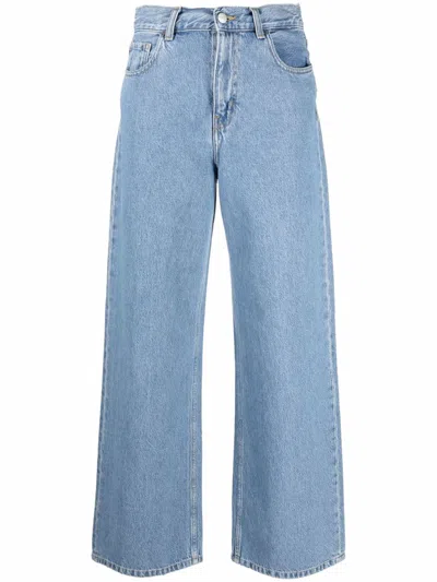 Carhartt Denim Pant With Back Patch Pockets In Blue