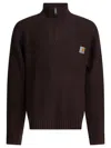 Carhartt High Neck Ribbed Knitwear With Chest Pocket In Brown