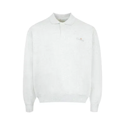 Pre-owned Carhartt Wip Label Polo Sweatshirt 'ash Heather' | Grey | Men's Size S