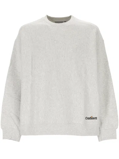 Carhartt Wip Label Script Balloon Cut Sweatshirt In 482xx Ash Heather