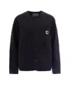 Carhartt Wip Logo Patch Buttoned Jacket In Blue