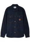 Carhartt Wip Lincoln Logo Denim Overshirt In Mid Blu