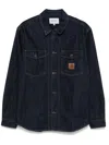 Carhartt Wip Lincoln Logo Denim Overshirt In 0102 Blue Rinsed