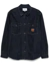 Carhartt Wip Lincoln Logo Denim Overshirt In 0102 Blue Rinsed