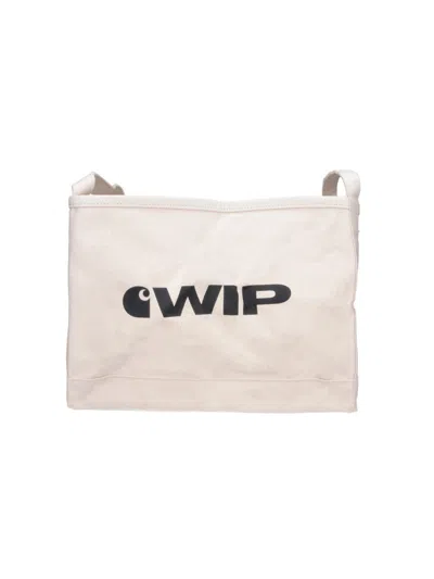 Carhartt Wip Logo Canvas Tote Bag In White