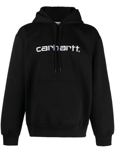 Carhartt Wip Logo Cotton Blend Hoodie In Black