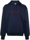 Carhartt Wip Logo Cotton Blend Hoodie In Blue