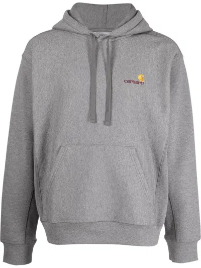 Carhartt Wip Logo Cotton Blend Hoodie In Gray
