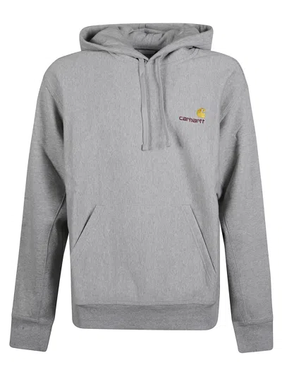 Carhartt Wip Logo Cotton Blend Hoodie In Gray