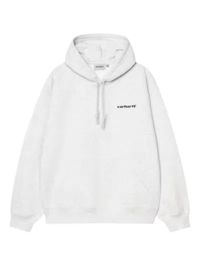 Carhartt Wip Logo Cotton Hoodie In White