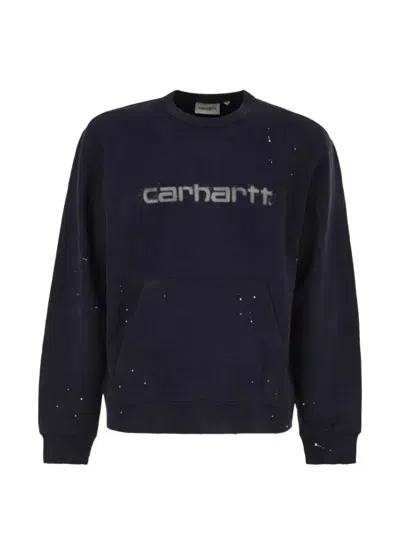 Carhartt Wip Logo Cotton Sweatshirt In Blue