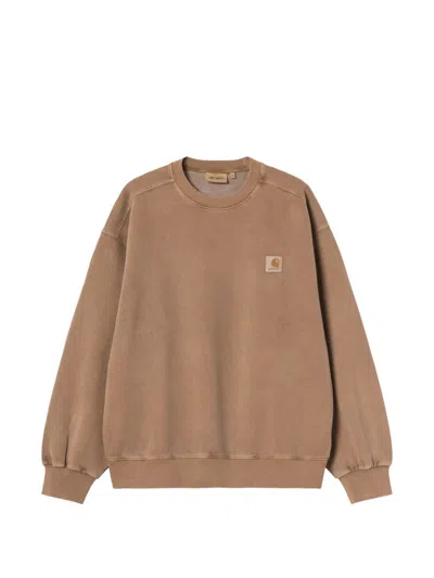 Carhartt Wip Main Logo Cotton Sweatshirt In Brown