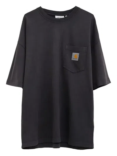 Carhartt Wip Logo Cotton T-shirt In Black