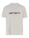 Carhartt Cotton T-shirt With Logo And Crew Neck In Neutral