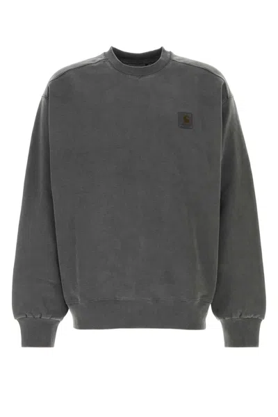 Carhartt Wip Logo Crewneck Sweatshirt In Gray