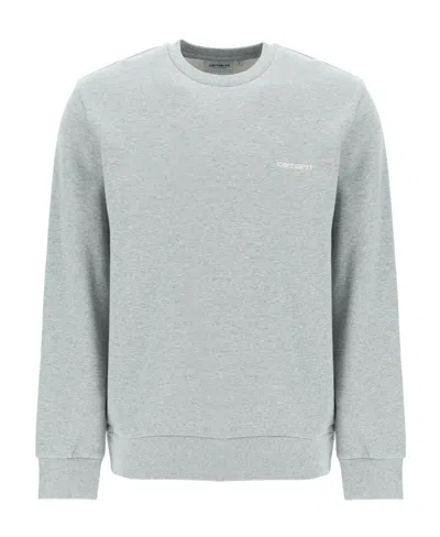 Carhartt Wip Logo Detailed Long-sleeved Sweatshirt In Gray