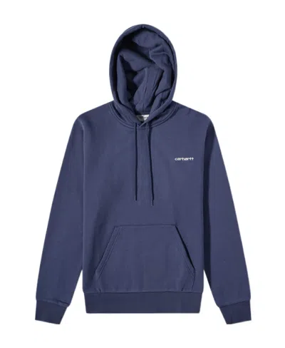 Carhartt Wip Logo Embroidered Drawstring Hoodie In Blue
