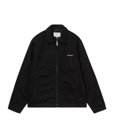 Carhartt Wip Logo Embroidered Zip-up Jacket In Black