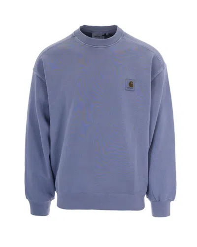 Carhartt Wip Logo Patch Crewneck Sweatshirt In Blue
