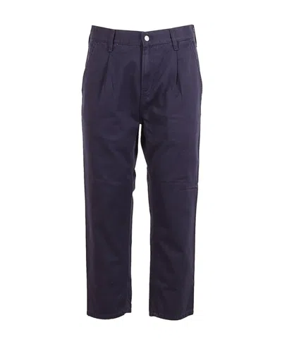 Carhartt Wip Logo Patch Cropped Cargo Trousers In Black