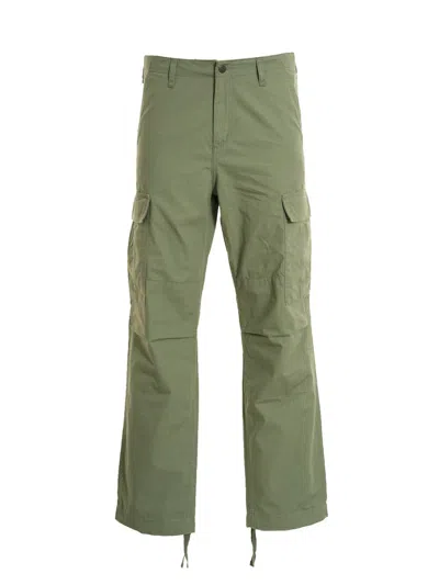 Carhartt Wip Logo Patch Straight Leg Pants In Military