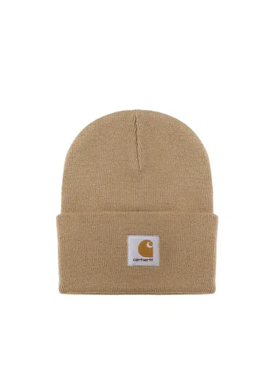 Carhartt Wip Logo Patch Watch Hat In Brown