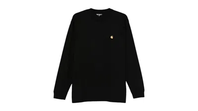 Pre-owned Carhartt Wip Long Sleeve Chase T-shirt In Black/gold In Multi