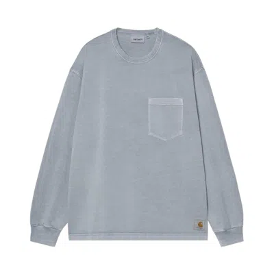 Pre-owned Carhartt Wip Long-sleeve Torion Pocket T-shirt 'office Blue Grind Wash' | Men's Size S