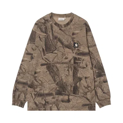 Pre-owned Carhartt Wip Long-sleeve Feather Tree Camo Tee 'green' | Men's Size Xs