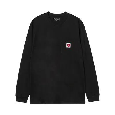 Pre-owned Carhartt Wip Long-sleeve Pocket Heart T-shirt 'black/red' | Men's Size Xl