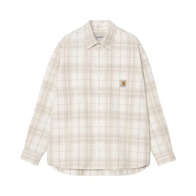 Pre-owned Carhartt Wip Long-sleeve Wilber Shirt 'check/natural' | Tan | Men's Size Xl In Brown