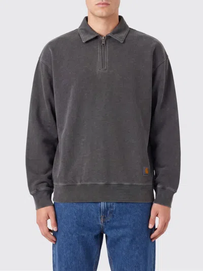 Carhartt Wip Long-sleeved Cotton Polo Shirt With Zip Closure In Brown