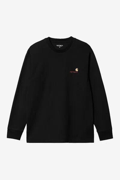 Carhartt American Script Logo-embroidered Cotton-jersey T-shirt In Black