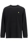 Carhartt Chase T-shirt With Crew Neck And Long Sleeves In Black