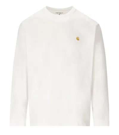 Carhartt Wip L/s Chase White T-shirt In Bianco