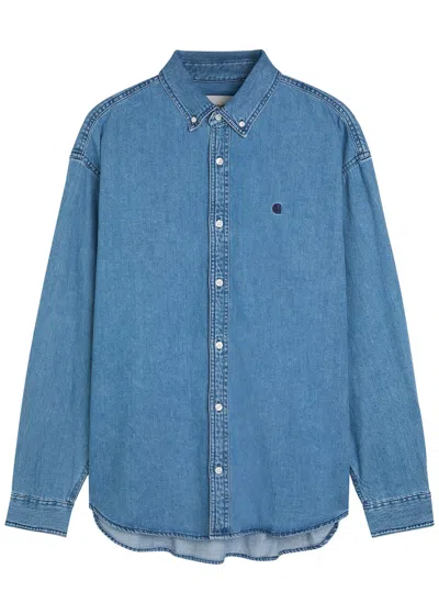 Carhartt Wip Lucas Logo-embroidered Denim Shirt In Blue