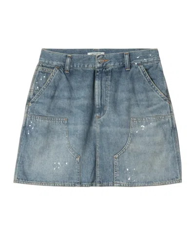 Carhartt Wip Maeve Paint-splatter Denim Skirt In Blue