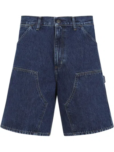 Carhartt Wip Main Double Knee Denim Cotton Shorts In Blue