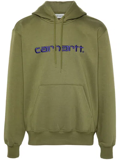 Carhartt Wip Main Logo Cotton Blend Hoodie In Green