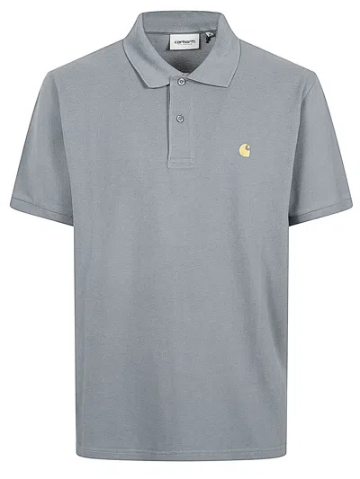 Carhartt Wip Main Logo Cotton Polo Shirt In Gray