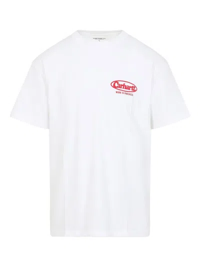 Carhartt Wip Main Logo Cotton T Shirt In White
