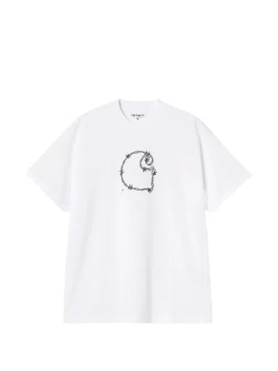 Carhartt Wip Main Logo Cotton T Shirt In White