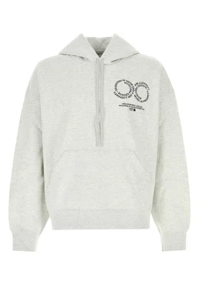 Carhartt Wip Melange Light Grey Cotton Blend Hooded Rotation Sweat