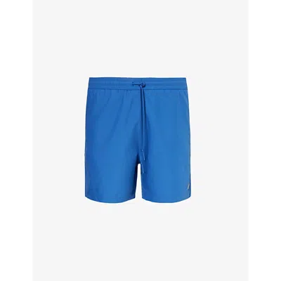 Carhartt Chase Brand-patch Swim Shorts In Acapulco / Gold
