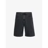 CARHARTT CARHARTT WIP MEN'S BLACK LANDON BRAND-APPLIQUÉ DENIM SHORTS