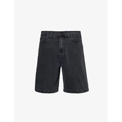 Carhartt Wip Mens Black Landon Brand-appliqué Denim Shorts