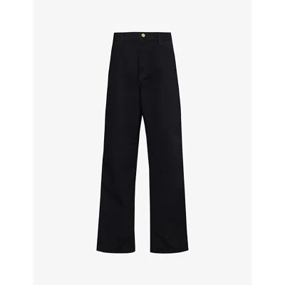 Carhartt Wip Mens Black Single Knee Straight-leg Relaxed-fit Organic-cotton Trousers